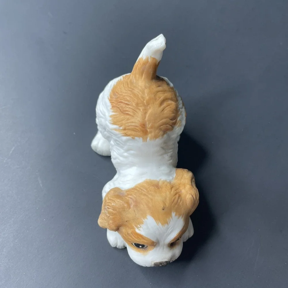 Vintage HOMCO 1407 Spaniel Puppy Hand Painted Porcelain Figurine‎ Brown & White